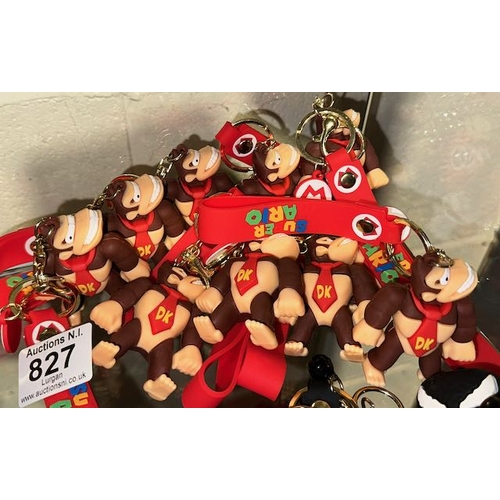 827 - Approx 10 x Donkey Kong Key Chains