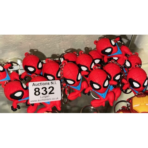 832 - Approx 15 x 3D Spiderman Key Chains