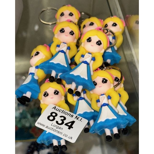 834 - Approx 10 x Alice In Wonderland 3D Key Chains