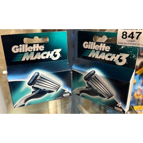 847 - 2 x 4pk Gillette Mach 3 Blades