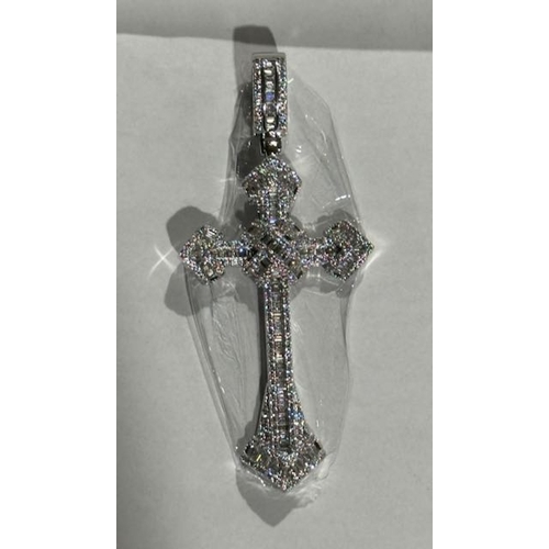 1051 - Cernucci Iced Baguette CZ Cross Over Cross Pendant