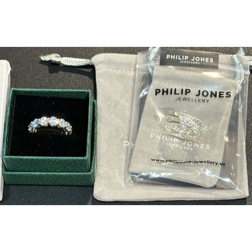 1000 - Philips Jones Silver Double Hoop Earrings With Austrian Crystal + Statement Band + Statement Bracele... 