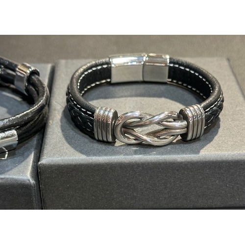 1008 - Spiritual Life Leather Bracelet + Leather Braided Celtic Knot Bracelet