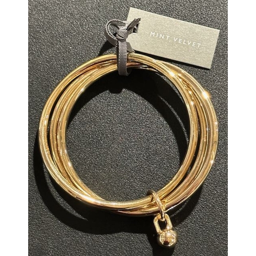 974 - Mint Velvet Gold Tone Triple Bangle RRP £32