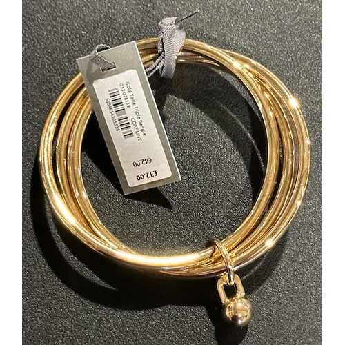 974 - Mint Velvet Gold Tone Triple Bangle RRP £32