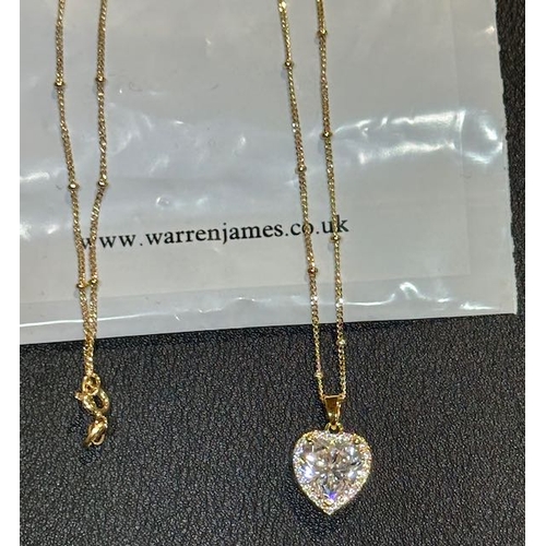 1012 - Warren James Silver Gold Plated Heart Pendant Necklace