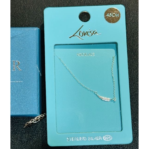 1017 - Lovisa Silver Feather Necklace + ProSilver Band