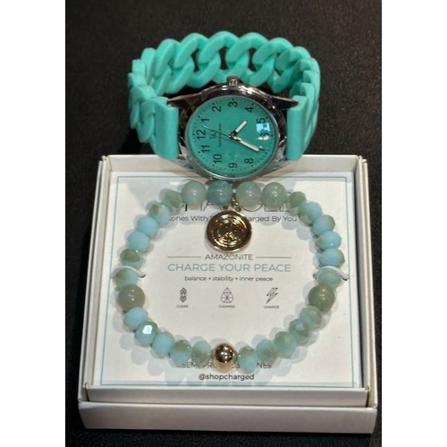 1022 - Charged Amazonite 'Charge Your Peace' Bracelet + Tavistock & Jones Watch