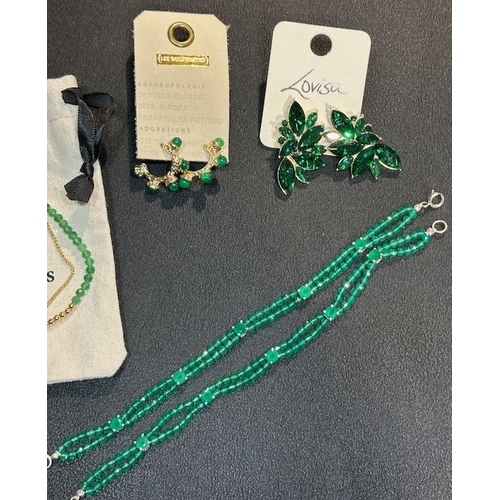 1023 - Anthropologie Earrings RRP £34, Ocean Ripples Bracelet, Lovisa Earrings + 2x Silver Clasp Green Stra... 