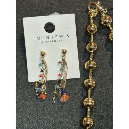 1035 - John Lewis Earrings + Recycled Brass & Other Stories Beaded Necklace