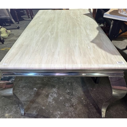 351 - Large Marble Top Coffee Table On Chrome Legs - Approx 4'4 x 2'4