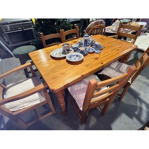 353 - Solid Pine Kitchen Table with 6 Chairs