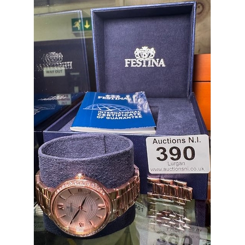 390 - Festina Watch with Spare Links - Boxed with Cert