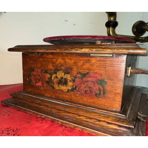 515 - Old Gramophone with Hand Painted Front with Gramophone Records