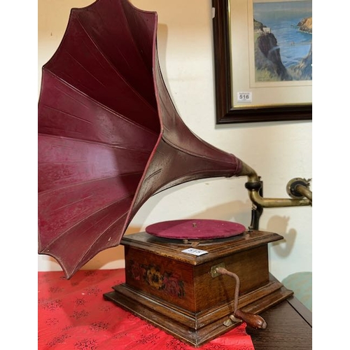 515 - Old Gramophone with Hand Painted Front with Gramophone Records