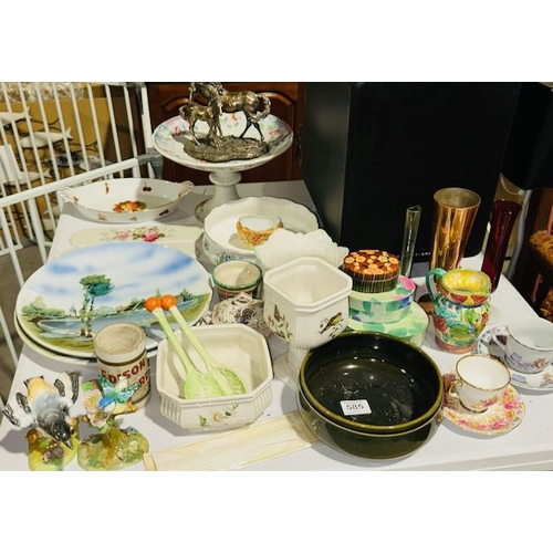 585 - Large Lot of Vintage Collectibles Incl Platters, Planters, Bronzed Style Horses & Old Royal Doulton