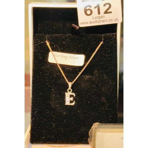 612 - Silver Necklace with 'E' Pendant