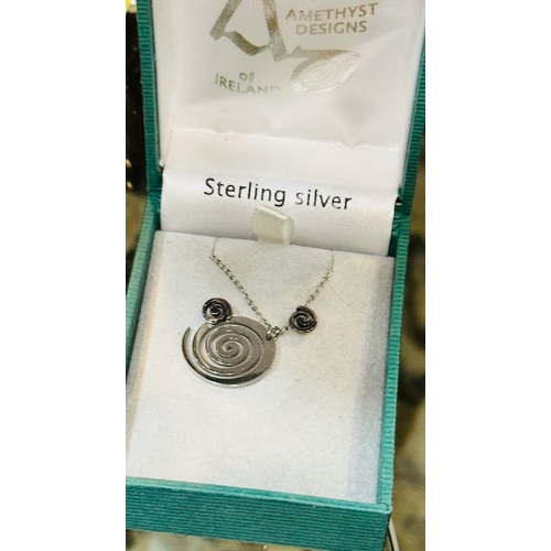 635 - Silver Necklace With Swirl Pendant & Matching Earrings