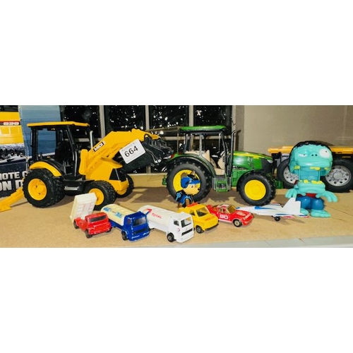 664 - Selection Of Toys Incl Bruder John Deere & Bruder Front Loader