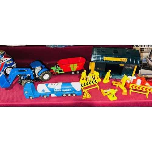 677 - Construction yard Play set + Siku Die Cast Oil Tanker & Tractor With Trailer