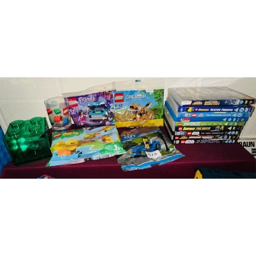 678 - Approx 9 x Lego DVDs + Lego Beaker + Lego Storage Cube + 4 x Lego Sealed Kits - Duplo 30327, Friends... 