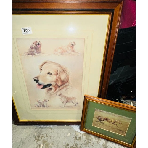 768 - Large Framed Retriever Print + Framed Greyhound Print