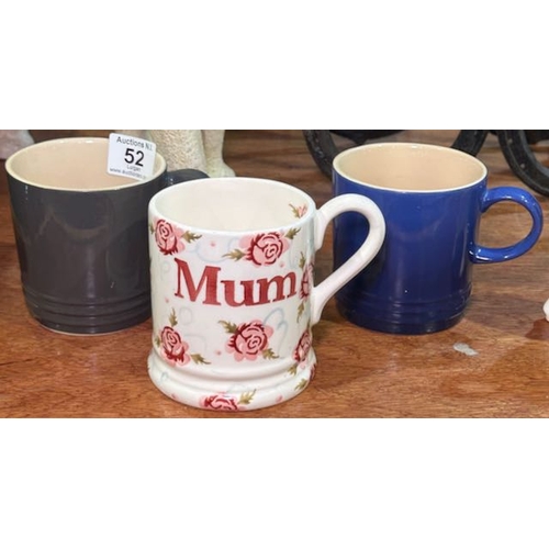 52 - 2 x Le Creuset Mugs + Emma Bridgewater Mug