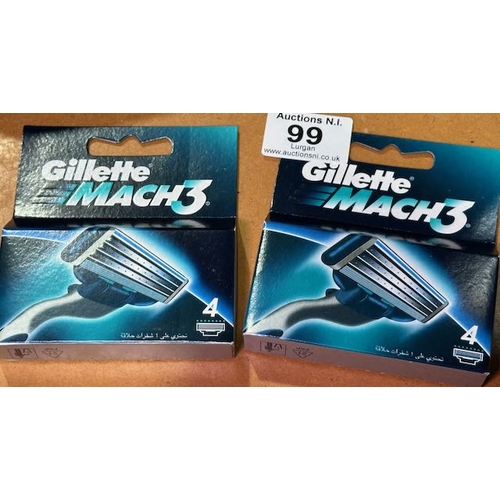 99 - 2 x 4pk Gillette Mach 3 Blades