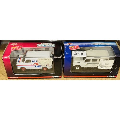 215 - 2 x Box Sealed Corgi Drive Time 1:43 Models - Landrover Defender + Ford Transit MK1 Diesel