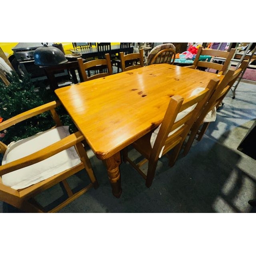 354 - Solid Pine Kitchen Table with 6 Chairs