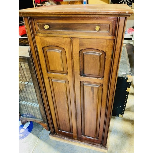 357 - Antique Fitted Cabinet With Boxed Music Pianola Scrolls With Rotating Top Drawer