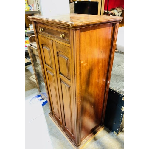 357 - Antique Fitted Cabinet With Boxed Music Pianola Scrolls With Rotating Top Drawer