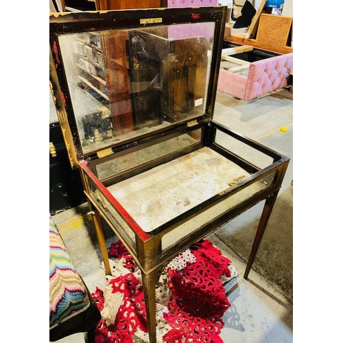 357C - Antique Mahogany Glass Display Cabinet With Lifting Lid