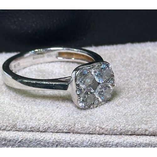 392 - 18ct White Gold Art Deco Styled Diamond Ring - Hallmarked and Stamped D1.00