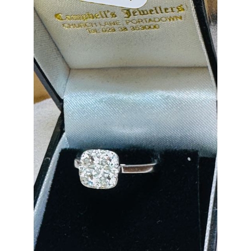 392 - 18ct White Gold Art Deco Styled Diamond Ring - Hallmarked and Stamped D1.00