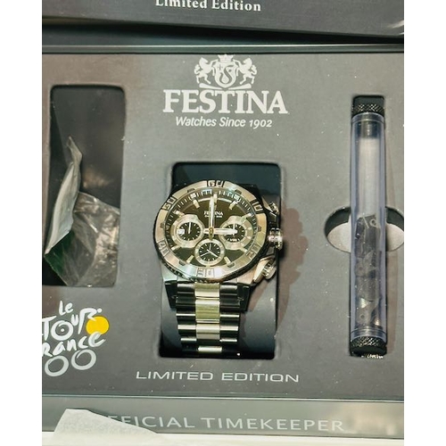 441 - Festina Limited Edition Tour de France 100 with Books, Tools, Extra Links/Lugs in Original Box on Bl... 