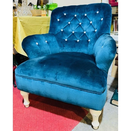 513 - Teal Buttoned Detail Armchair