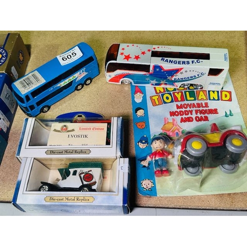 605 - Maisto Rangers Bus + Another + 2 x Oxford Die cast Models + Boxed Movable Noddy Figure & Car