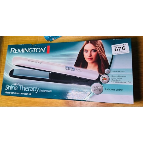 676 - Remington Shine Therapy Straighteners Infused With Moroccan Argan Oil - Box Sealed