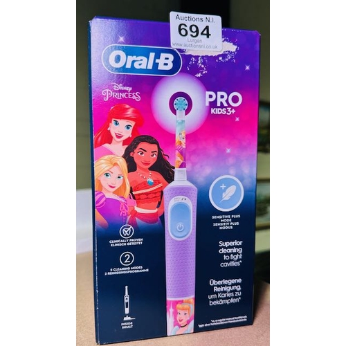 694 - Oral B Disney Princess Pro Kids 3+ Electric Toothbrush