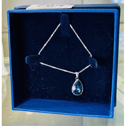 794 - Silver Necklace With Blue Stone Pendant