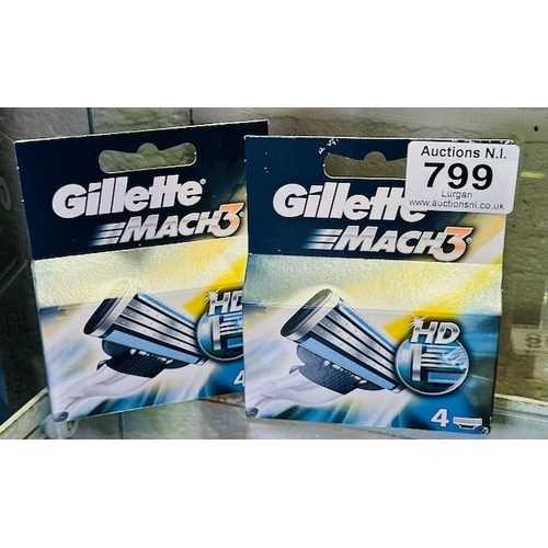 799 - 2 x 4pk Gillette Mach 3 Blades