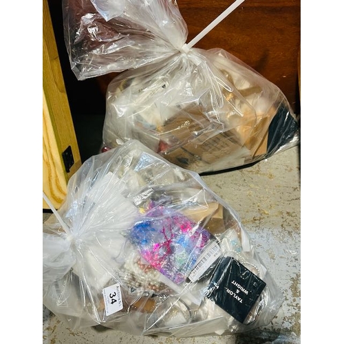 34 - 2 x Clear Bags of Jewellery