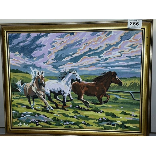 266 - Framed T.Kerr Oil - Horses