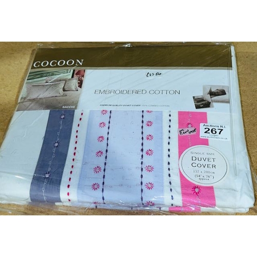 267 - Cocoon Embroidered Cotton Single Duvet Set