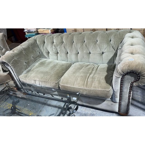 270 - Fabric Chesterfield Style 2 Seater + Armchair