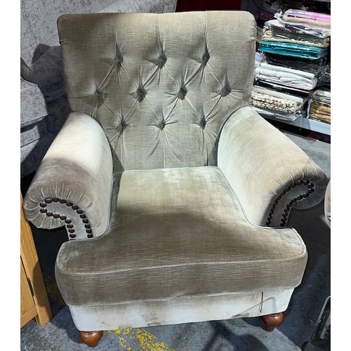 270 - Fabric Chesterfield Style 2 Seater + Armchair