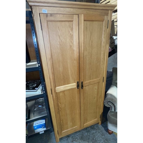 276 - Solid Light Oak 2 Door Wardrobe