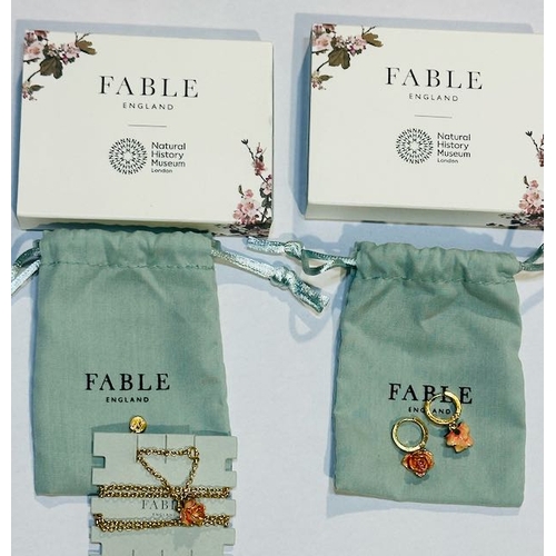 1020 - Fable Natural History Museum Collaboration Rose Necklace & Huggy Rose Earrings