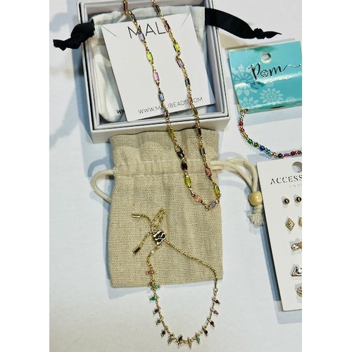 1034 - Accessorize London Earring Set, Mali Beads Necklace, Peace of Mind Bracelet + Ornate Bracelet